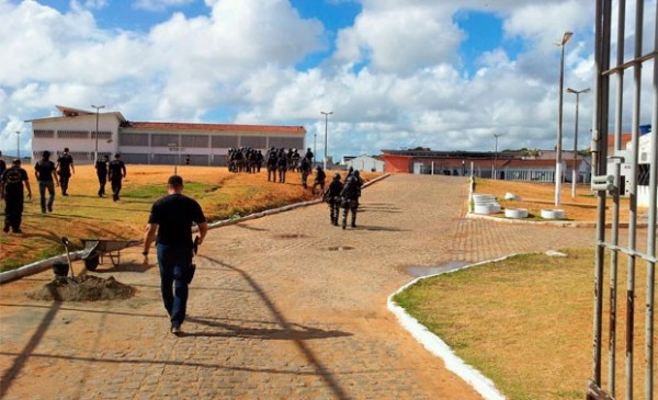 Na Penitenciária Estadual de Alcaçuz, maior unidade prisional do estado, presos também se negam a comer (Foto: Henrique Dovalle/G1)